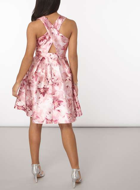 **Luxe Pink Blurred Floral Dress